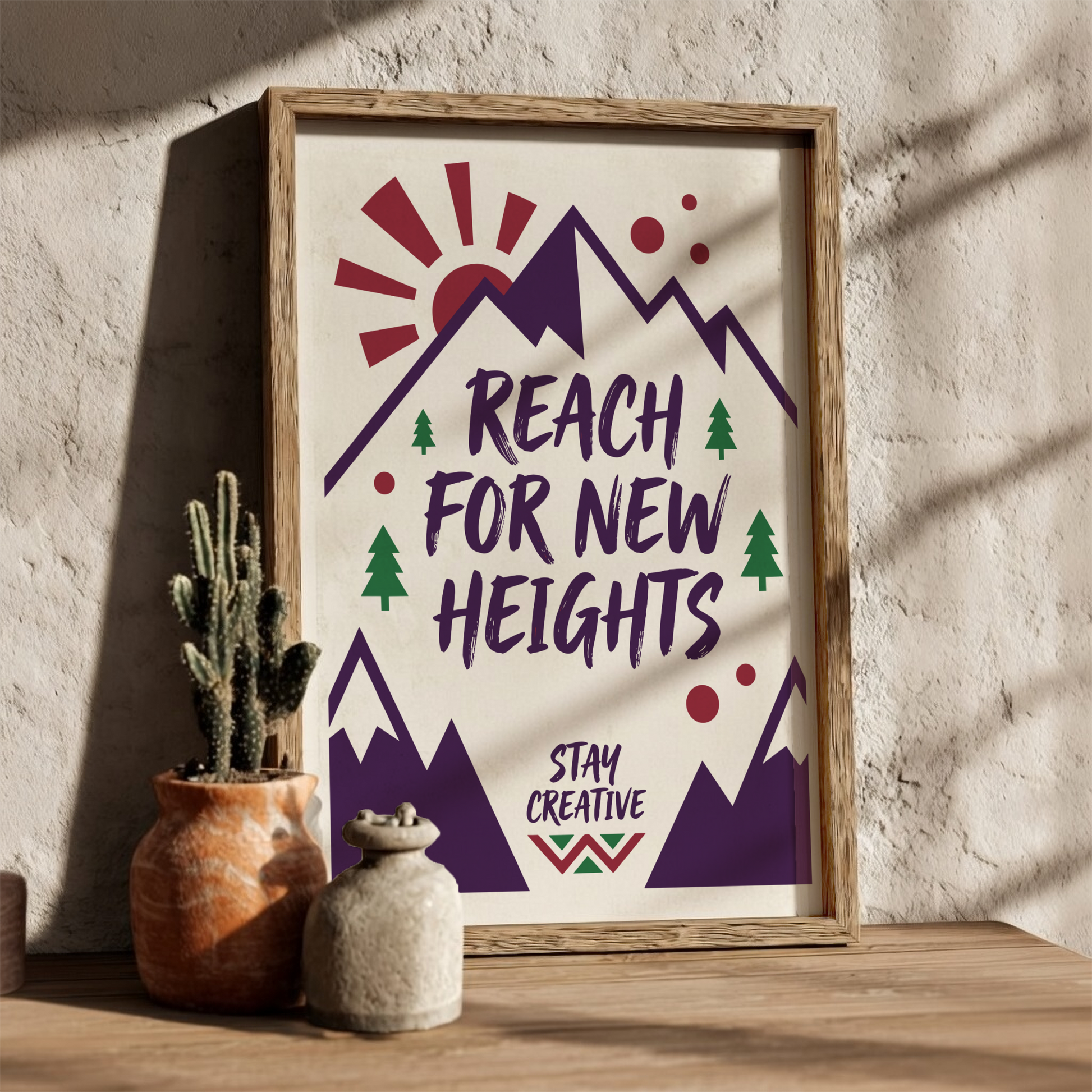 Reach For New Heights - White Minimalist Motivational Wall Art