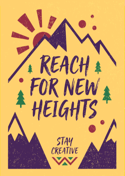 Reach For New Heights: Yellow - Modern Minimalist Motivational Wall Art