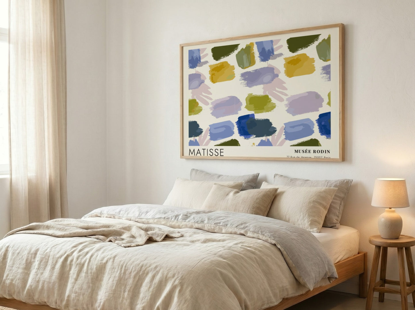 Henri Matisse poster featuring red and blue leaf cutouts in vibrant colors