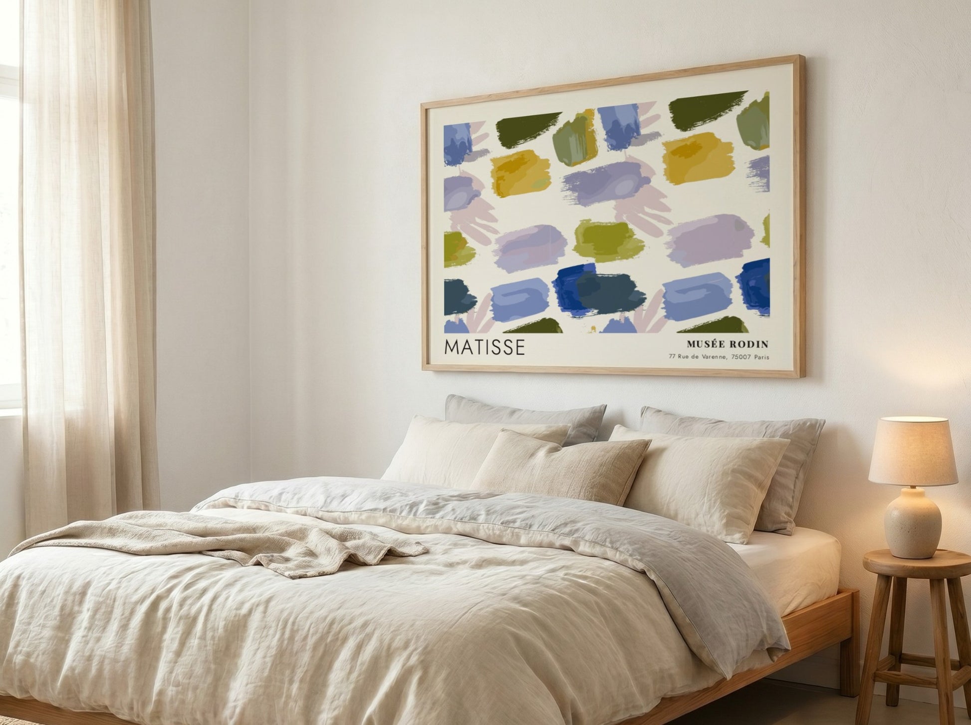 Red & Blue Leaf Cutouts poster by Henri Matisse featuring vibrant brush strokes in blue, green, and earthy