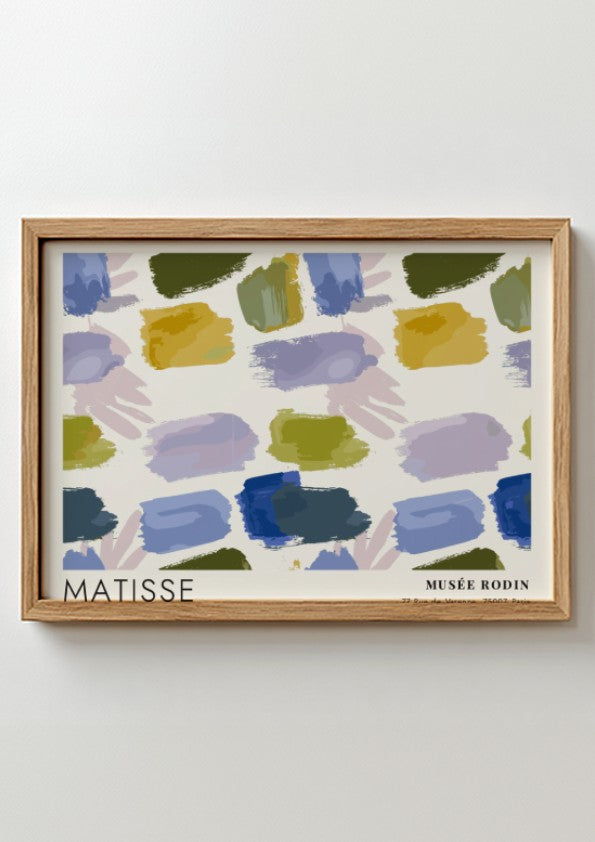 Henri Matisse poster featuring red and blue leaf cutouts in vibrant colors