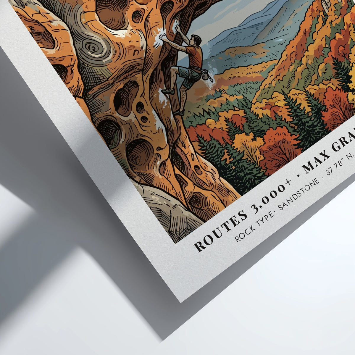 Poster featuring a climber on a sandstone archway at Red River Gorge Kentucky
