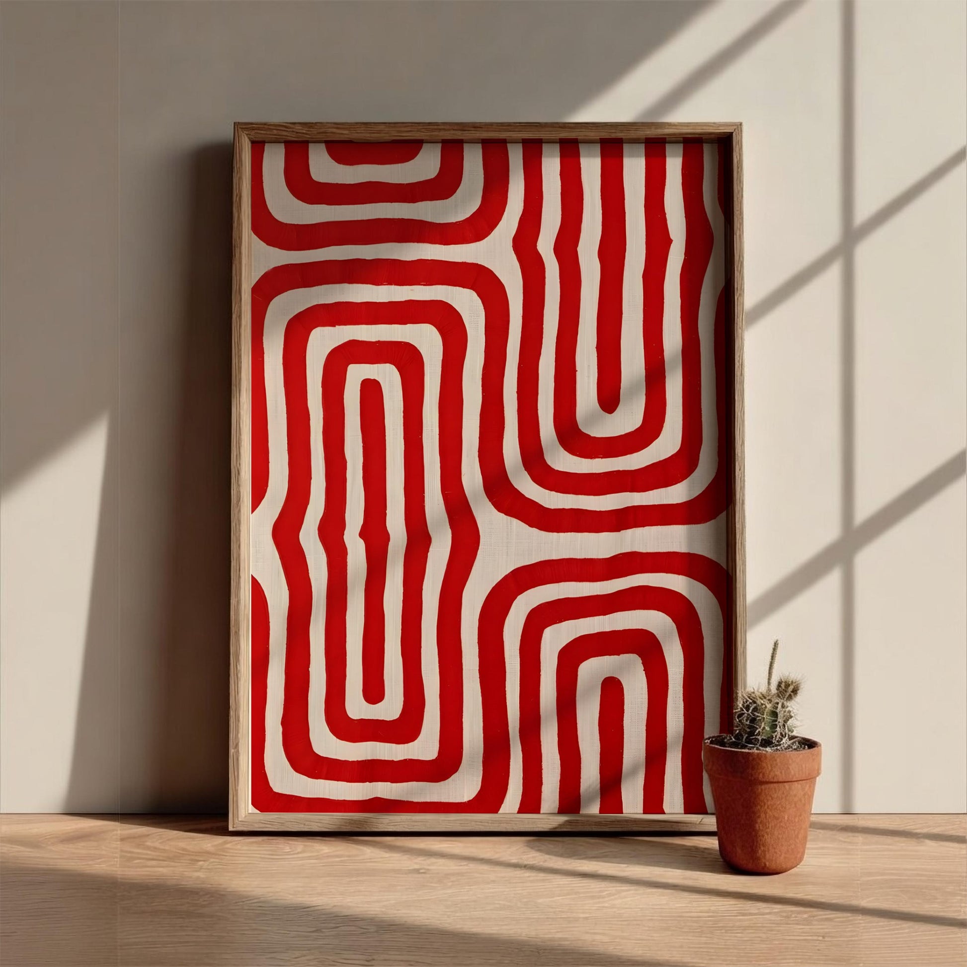 Crimson Silhouette Modern Art - The Red Line Minimalist Wall Print