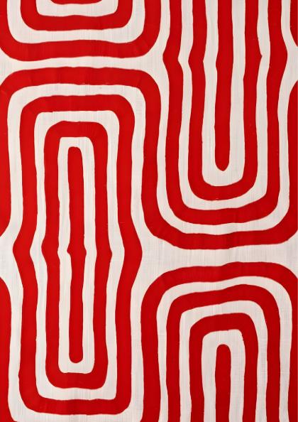 Crimson Silhouette Modern Art - The Red Line Minimalist Wall Print