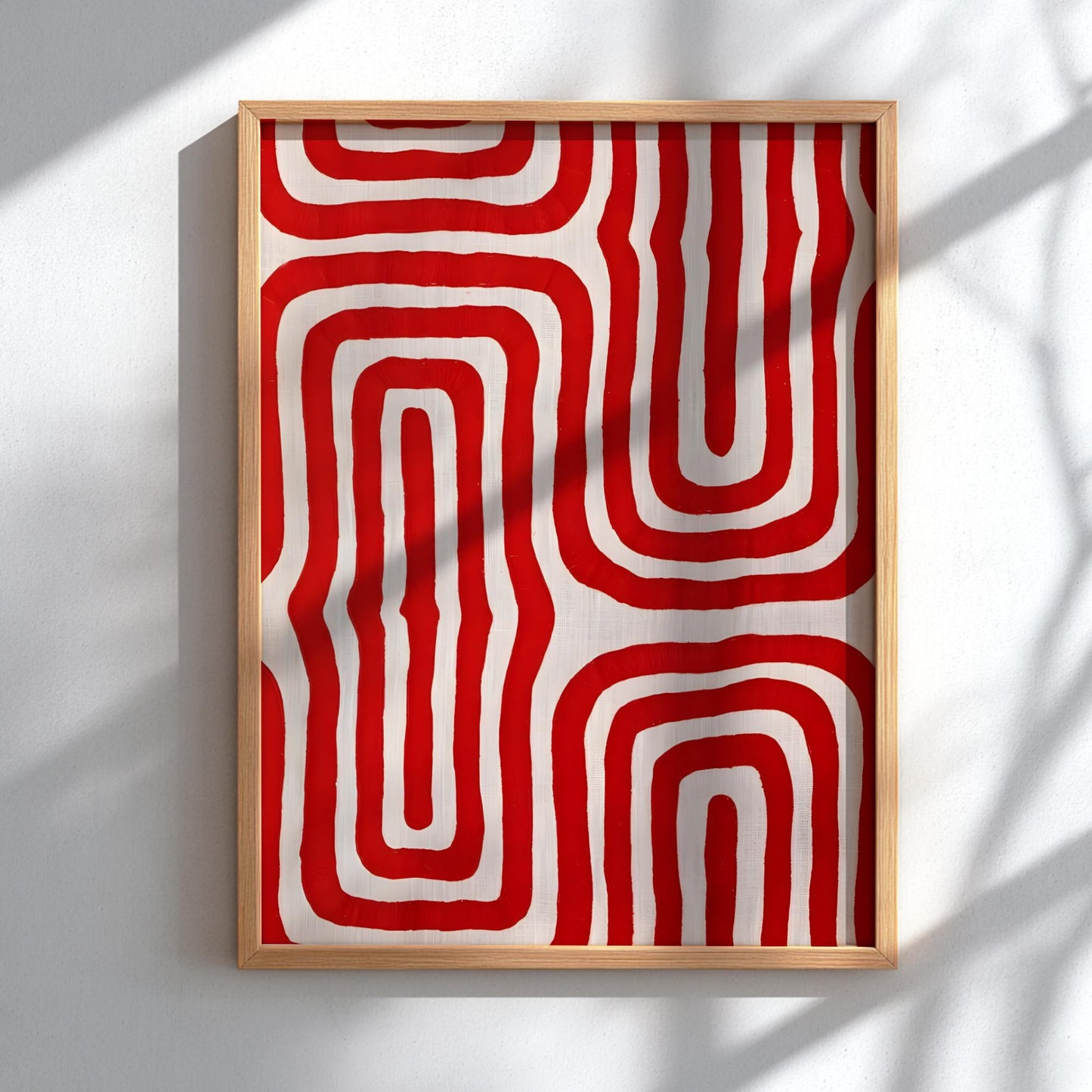 Crimson Silhouette Modern Art - The Red Line Minimalist Wall Print