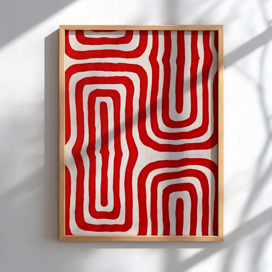 Crimson Silhouette Modern Art - The Red Line Minimalist Wall Print