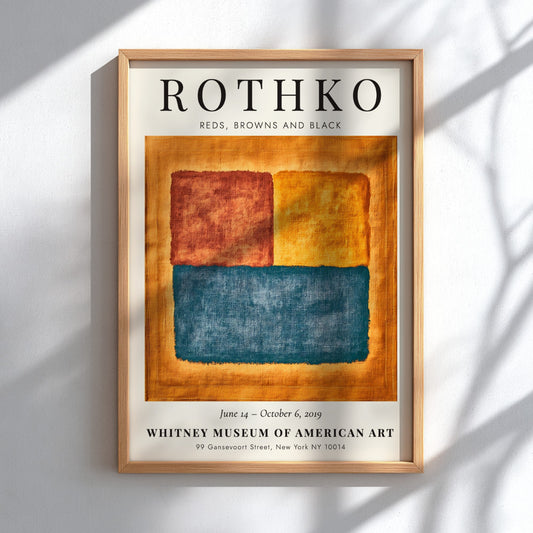 Wall art poster featuring the Rothko Reds Browns and Black exhibition design with blocks