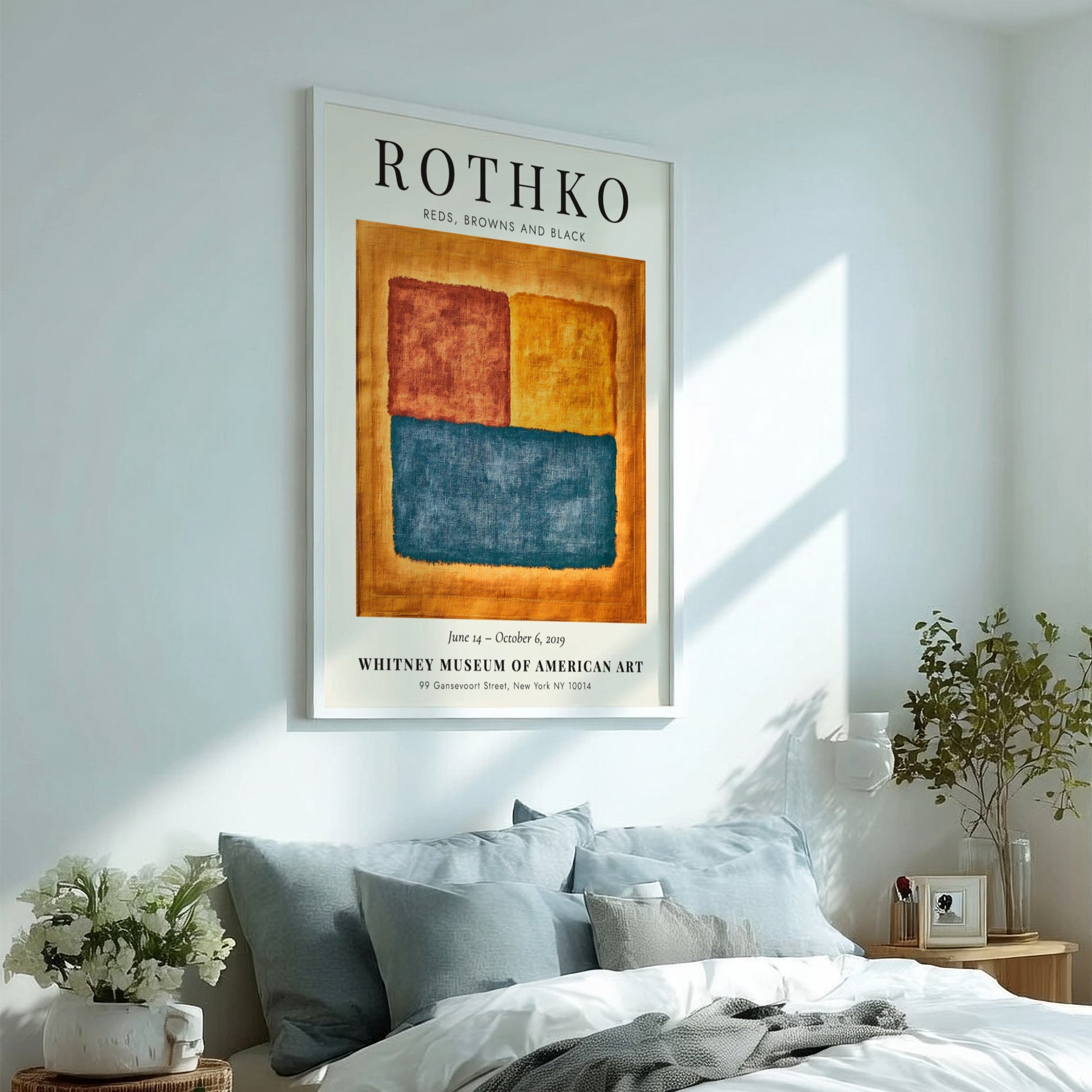 Wall art poster featuring the Rothko Reds Browns and Black exhibition design with blocks