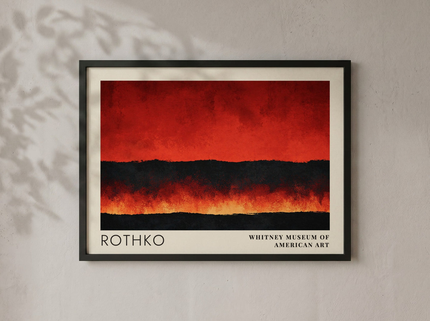 Wall art poster featuring Mark Rothko abstract red and black color field exhibition design.