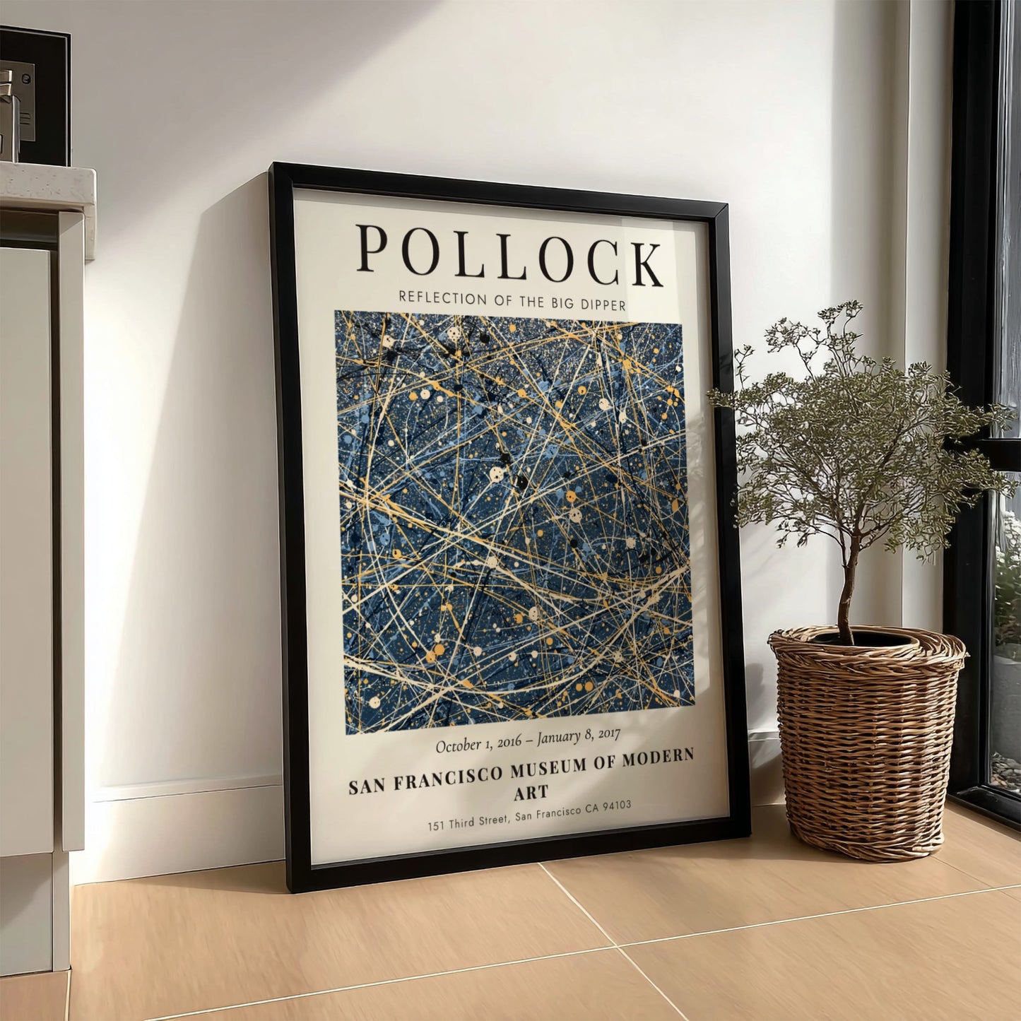 Wall art poster featuring Jackson Pollock Reflection of the Big Dipper abstract navy painting