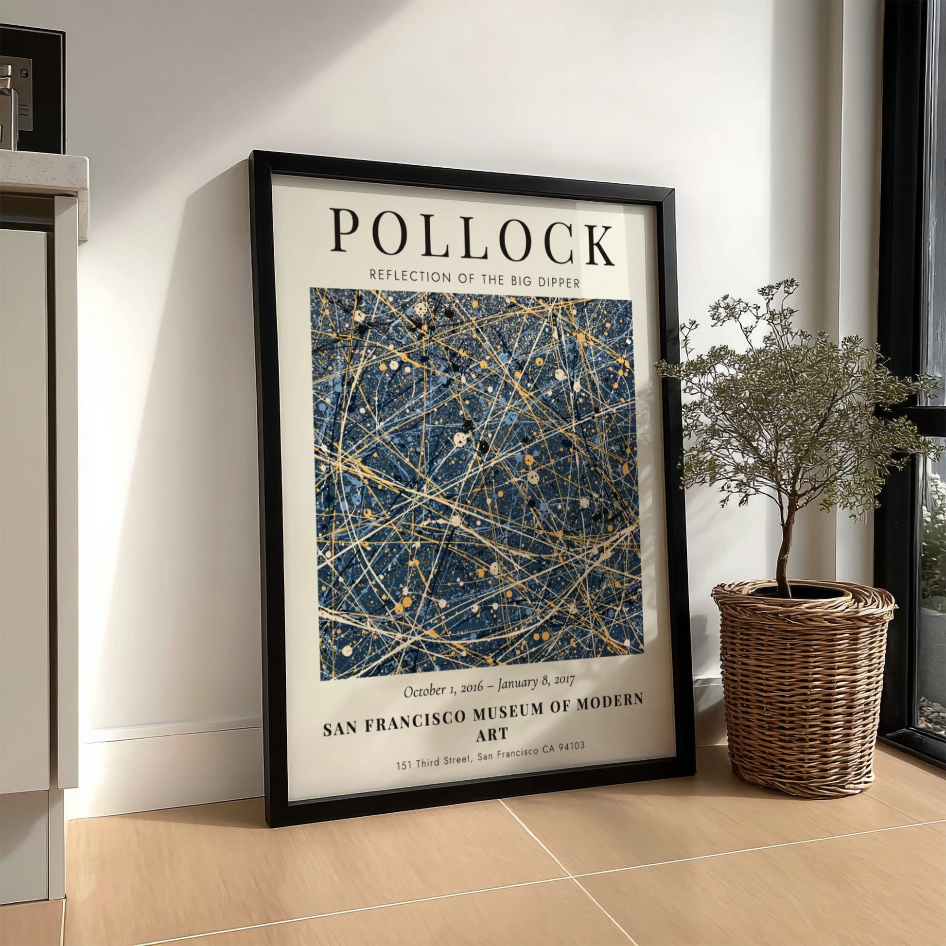 Wall art poster featuring Jackson Pollock Reflection of the Big Dipper abstract navy painting