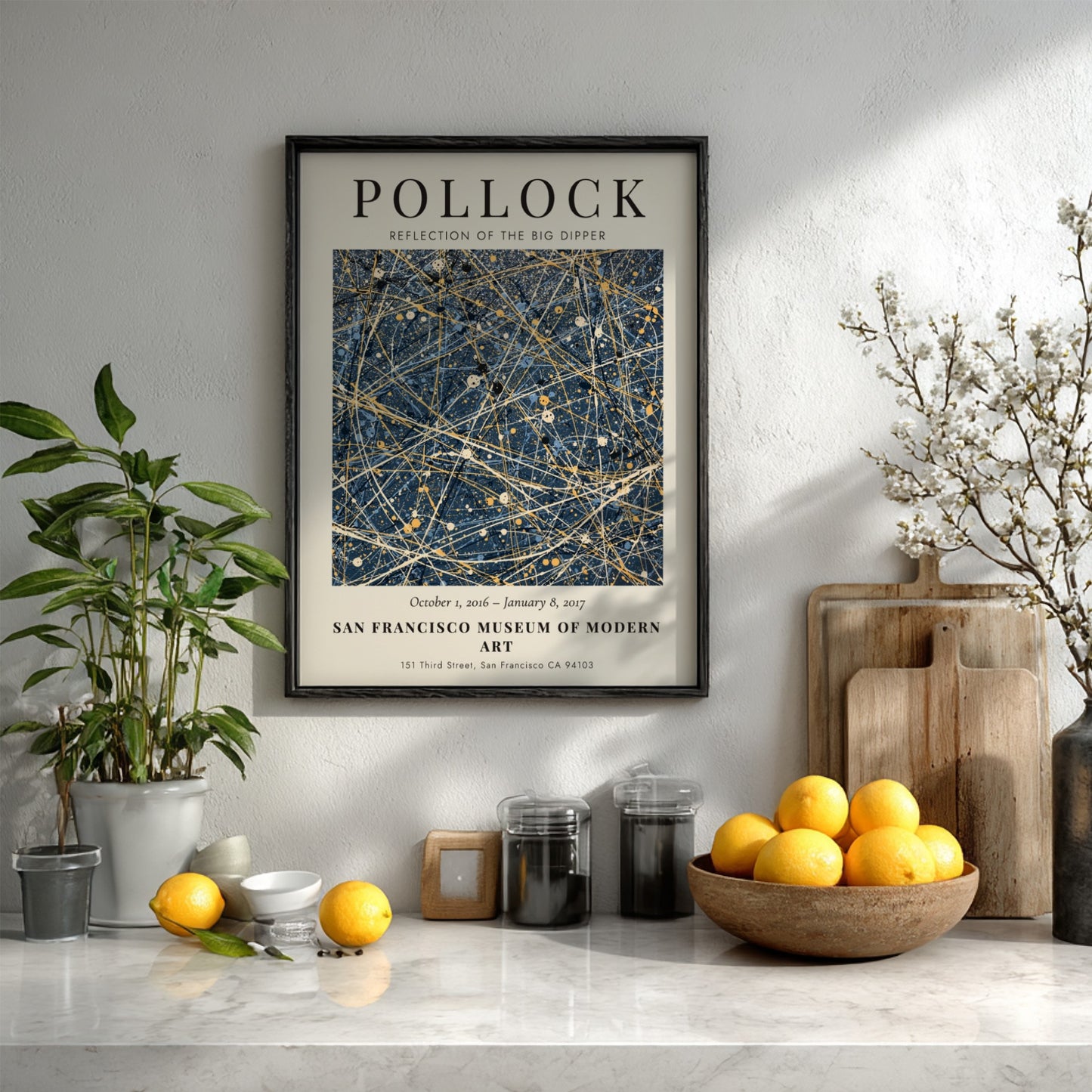 Wall art poster featuring Jackson Pollock Reflection of the Big Dipper abstract navy painting