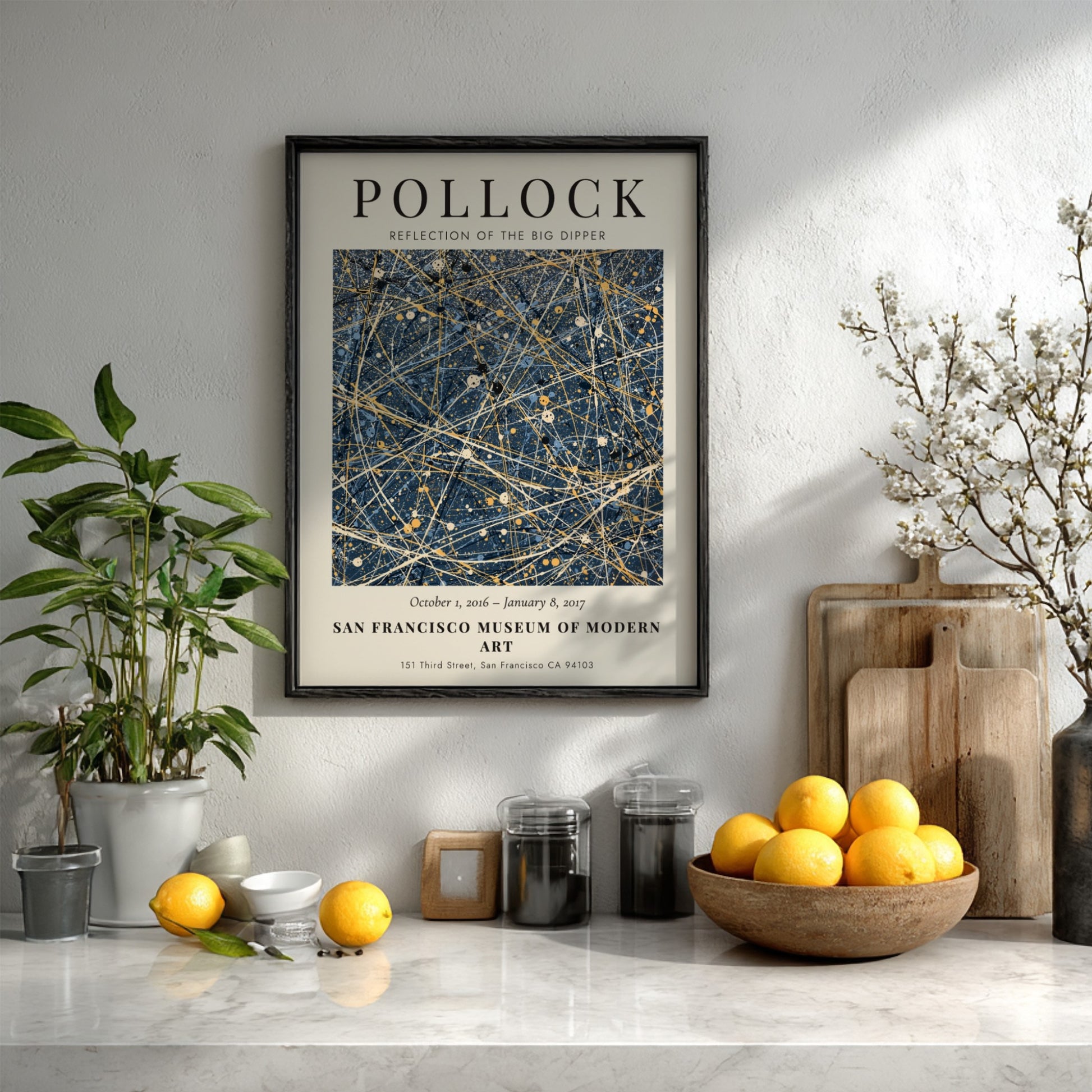 Wall art poster featuring Jackson Pollock Reflection of the Big Dipper abstract navy painting