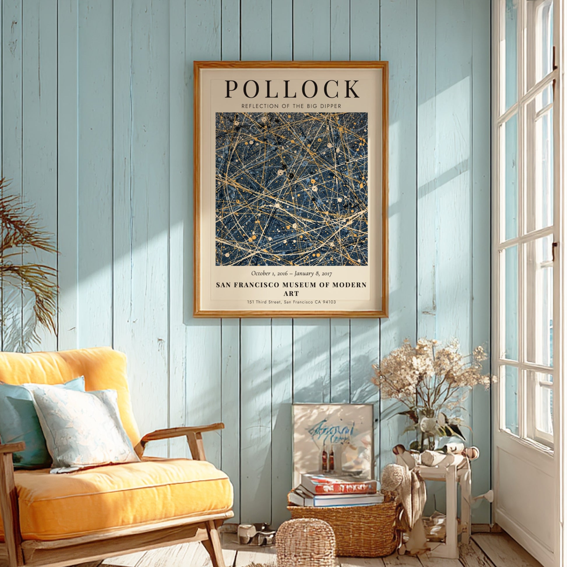 Wall art poster featuring Jackson Pollock Reflection of the Big Dipper abstract navy painting