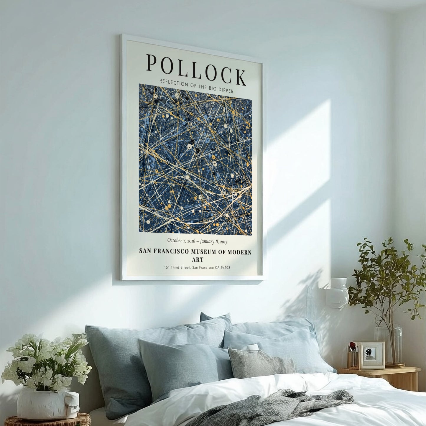Wall art poster featuring Jackson Pollock Reflection of the Big Dipper abstract navy painting