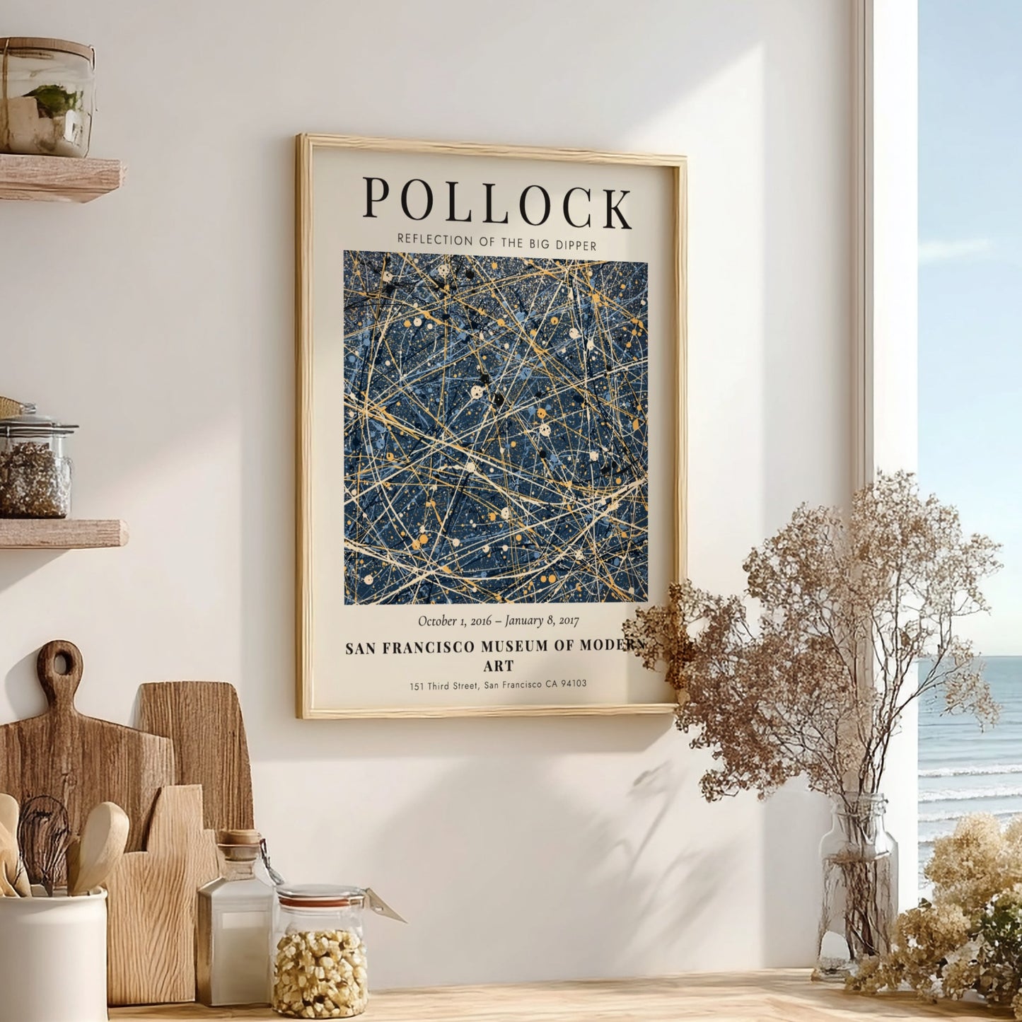 Wall art poster featuring Jackson Pollock Reflection of the Big Dipper abstract navy painting