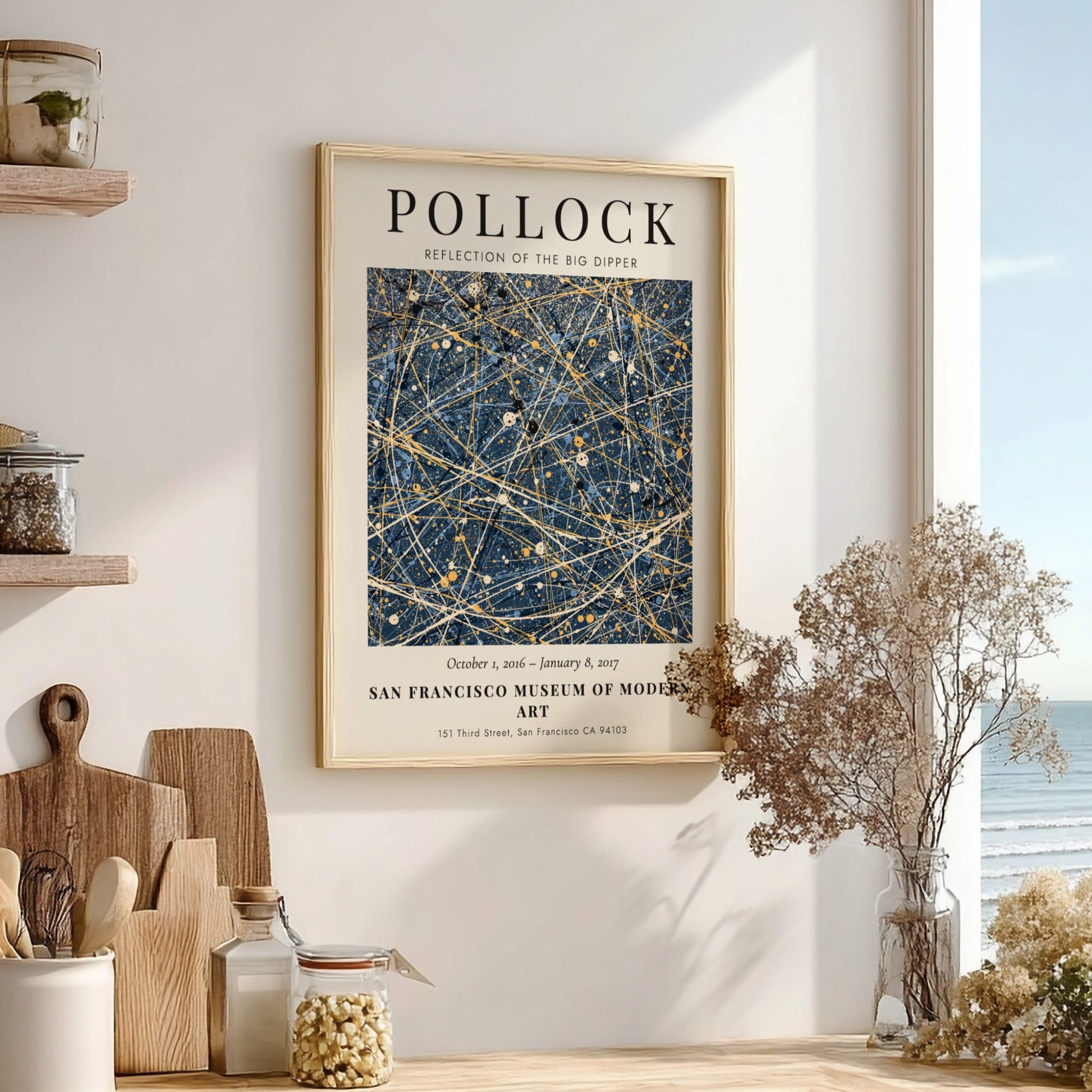 Wall art poster featuring Jackson Pollock Reflection of the Big Dipper abstract navy painting