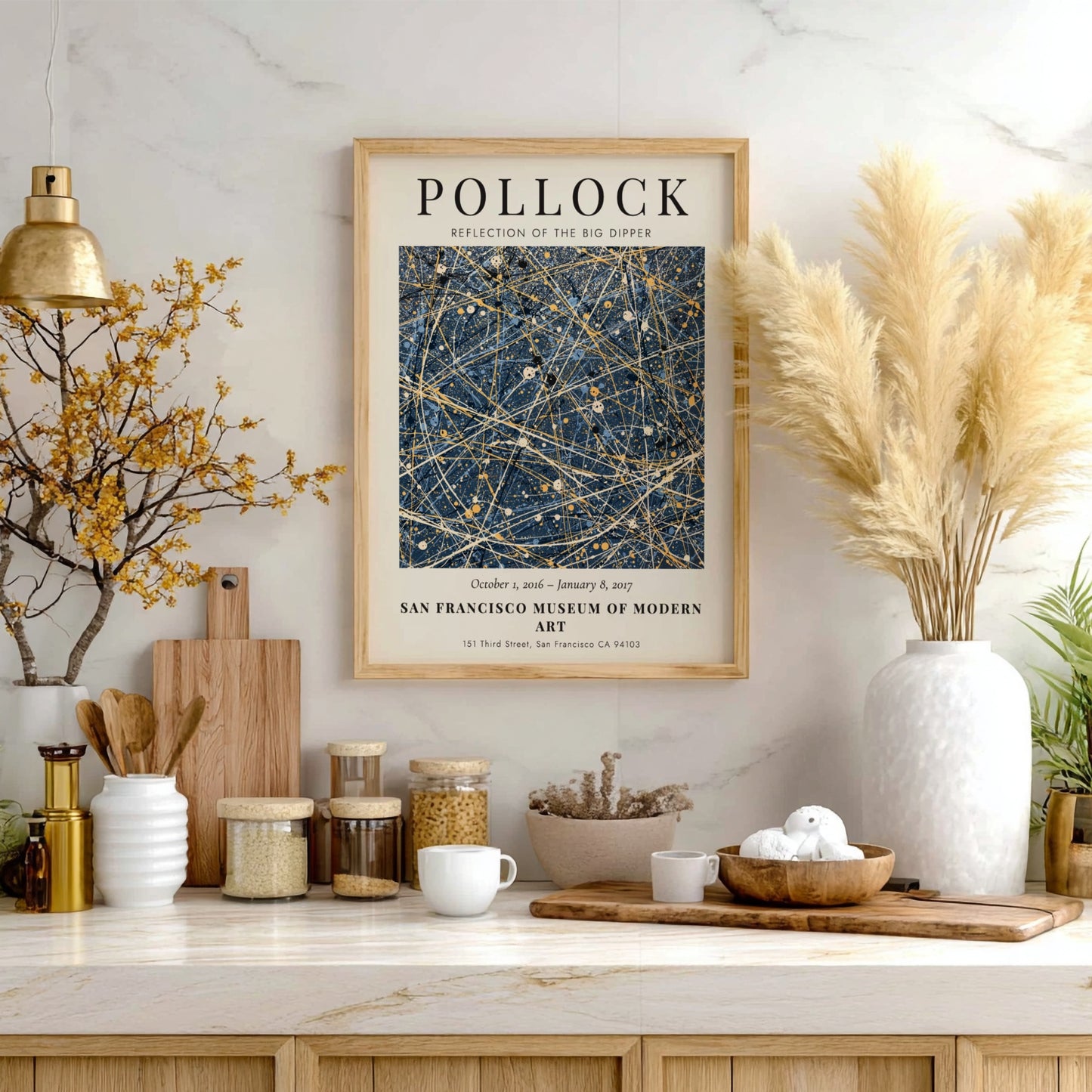 Wall art poster featuring Jackson Pollock Reflection of the Big Dipper abstract navy painting