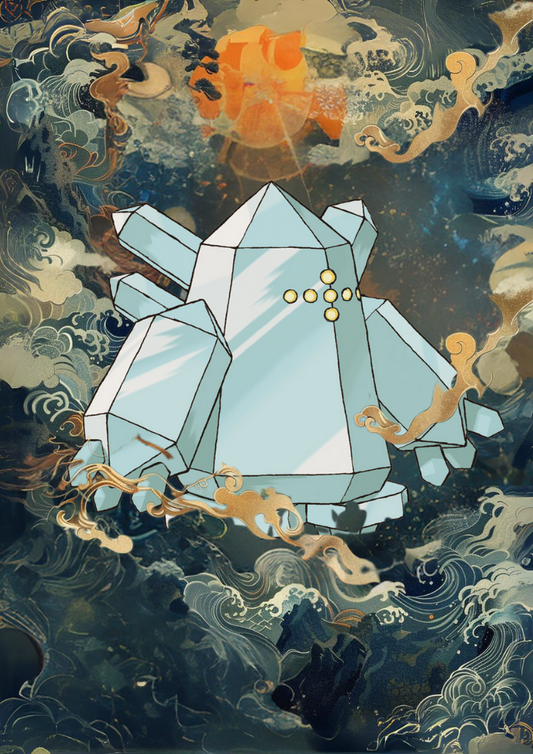 Regice: Japanese Tapestry Style Pokemon Anime Poster