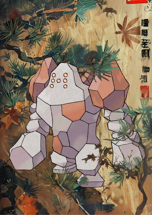 Regirock: Japanese Tapestry Style Pokemon Anime Poster