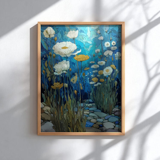 Resilience - Wildflowers Growing Between Stones Nature Wall Art