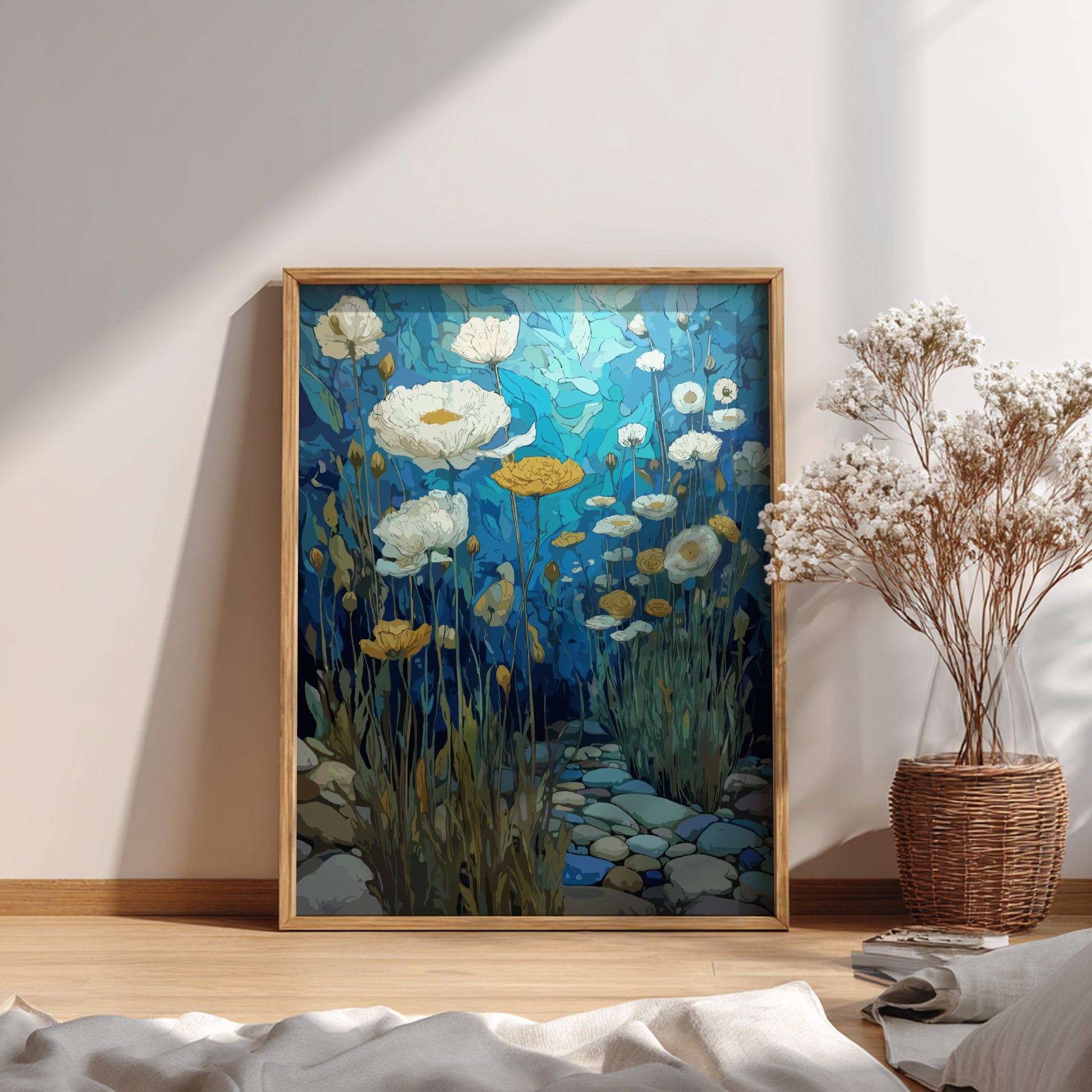 Resilience - Wildflowers Growing Between Stones Nature Wall Art