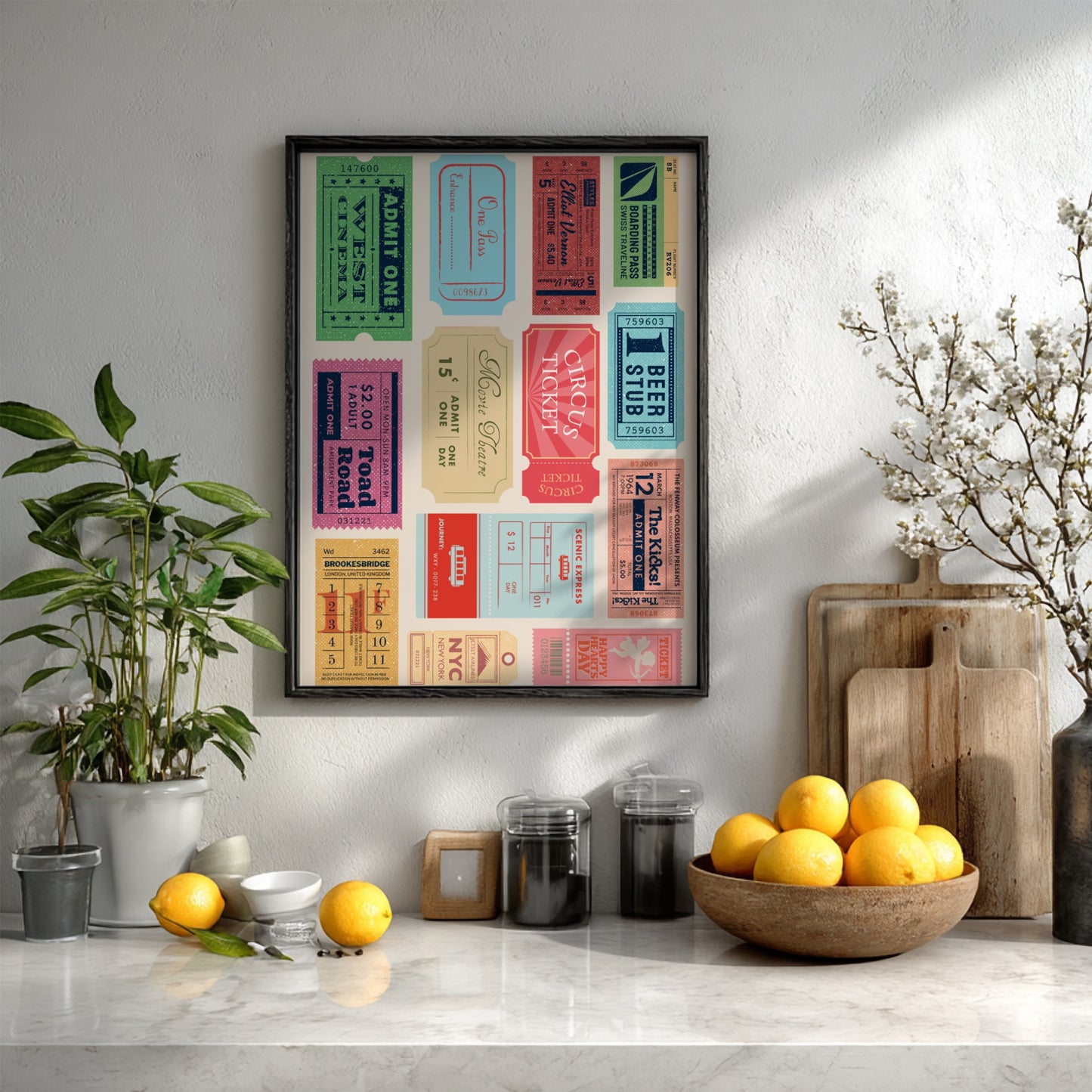 The Golden Age Art - Retro Cinema Tickets Modern Wall Print