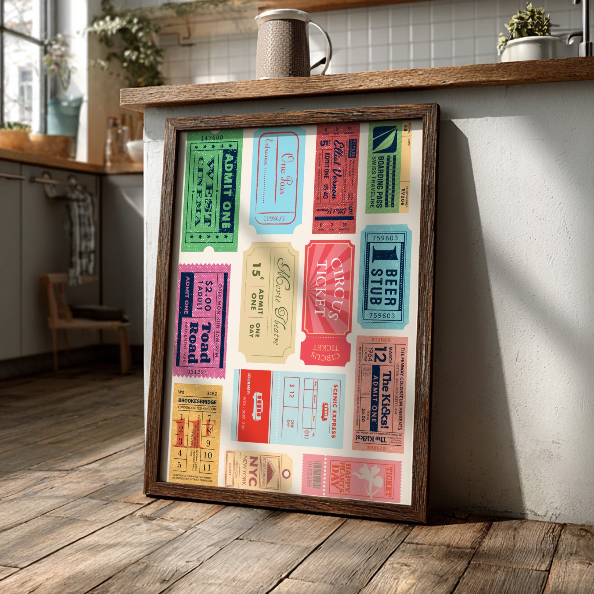 The Golden Age Art - Retro Cinema Tickets Modern Wall Print