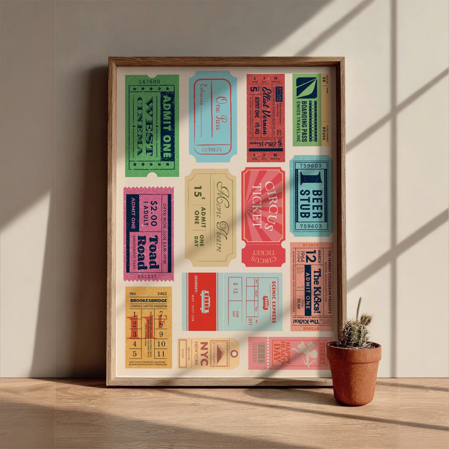 The Golden Age Art - Retro Cinema Tickets Modern Wall Print