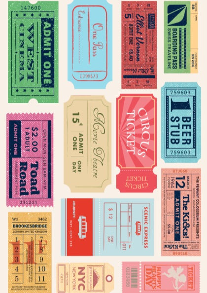 The Golden Age Art - Retro Cinema Tickets Modern Wall Print