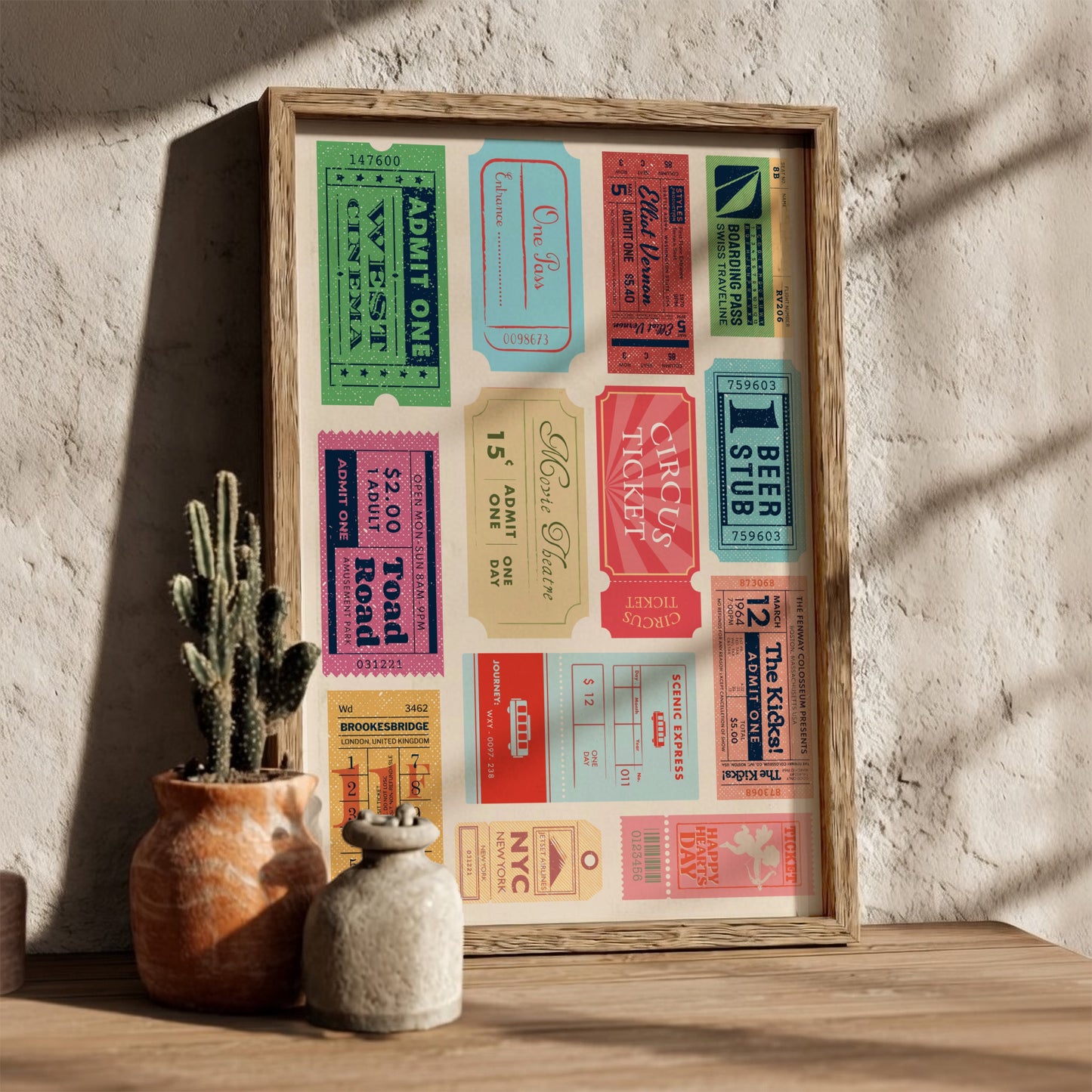 The Golden Age Art - Retro Cinema Tickets Modern Wall Print