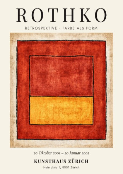 Wall art poster featuring Mark Rothko Retrospektive Farbe als Form with red and yellow.