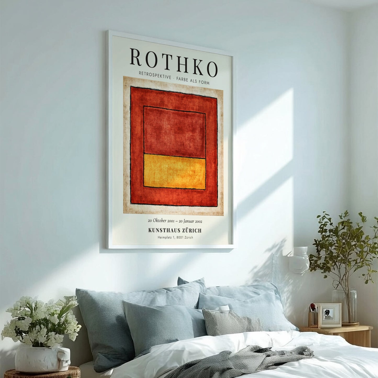 Wall art poster featuring Mark Rothko Retrospektive Farbe als Form with red and yellow.