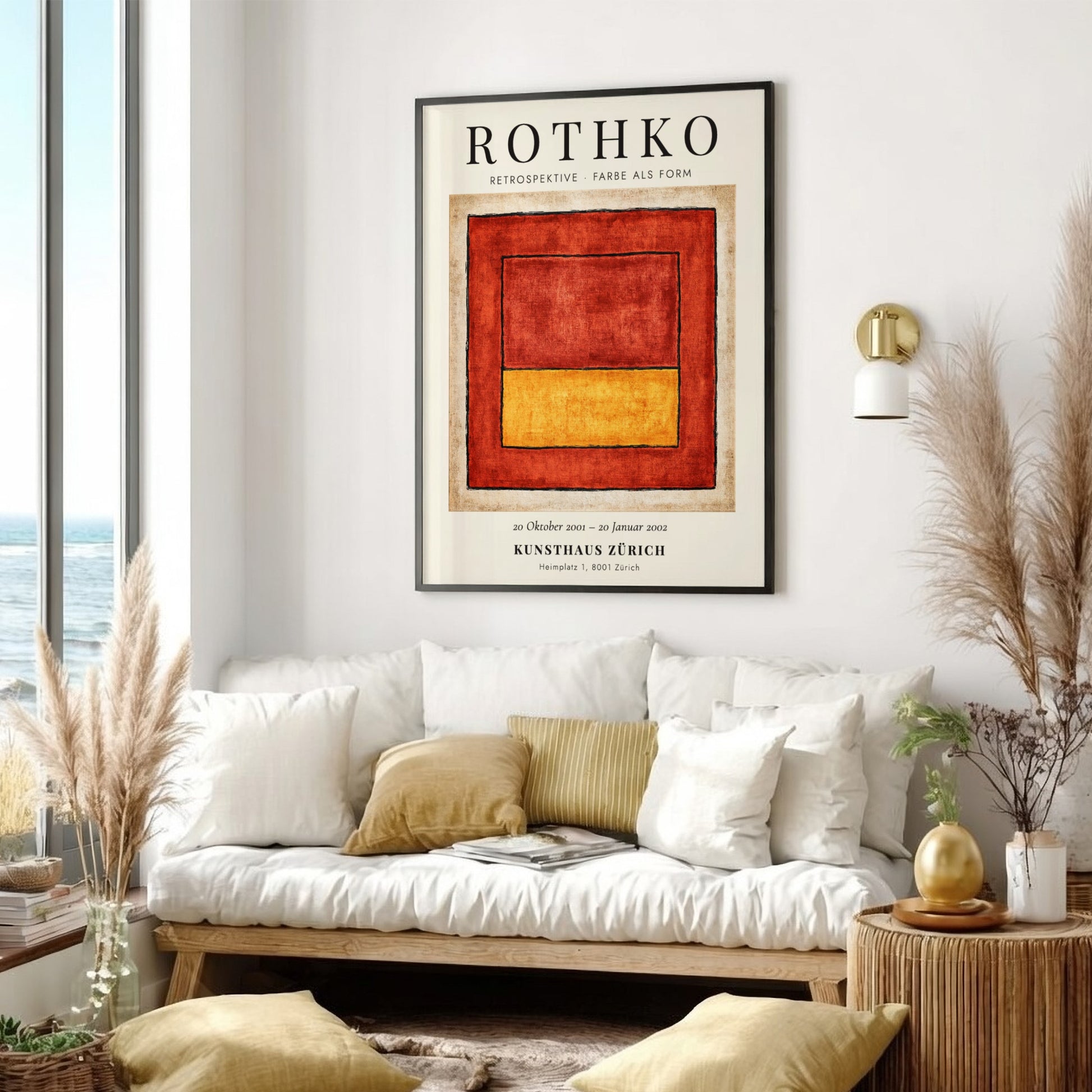 Wall art poster featuring Mark Rothko Retrospektive Farbe als Form with red and yellow.