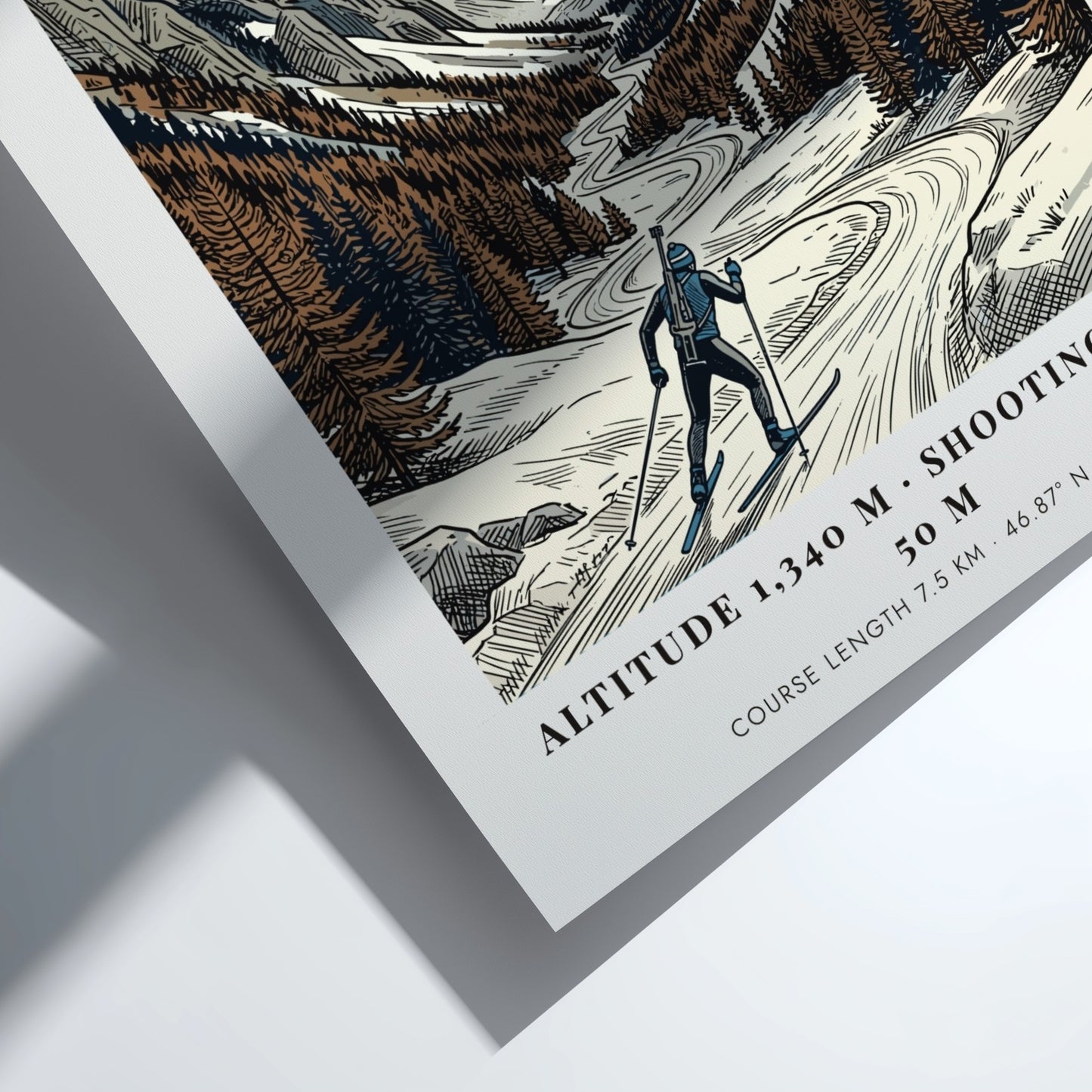 Poster featuring a skier in the Ridnaun valley with snowy mountains and pines.