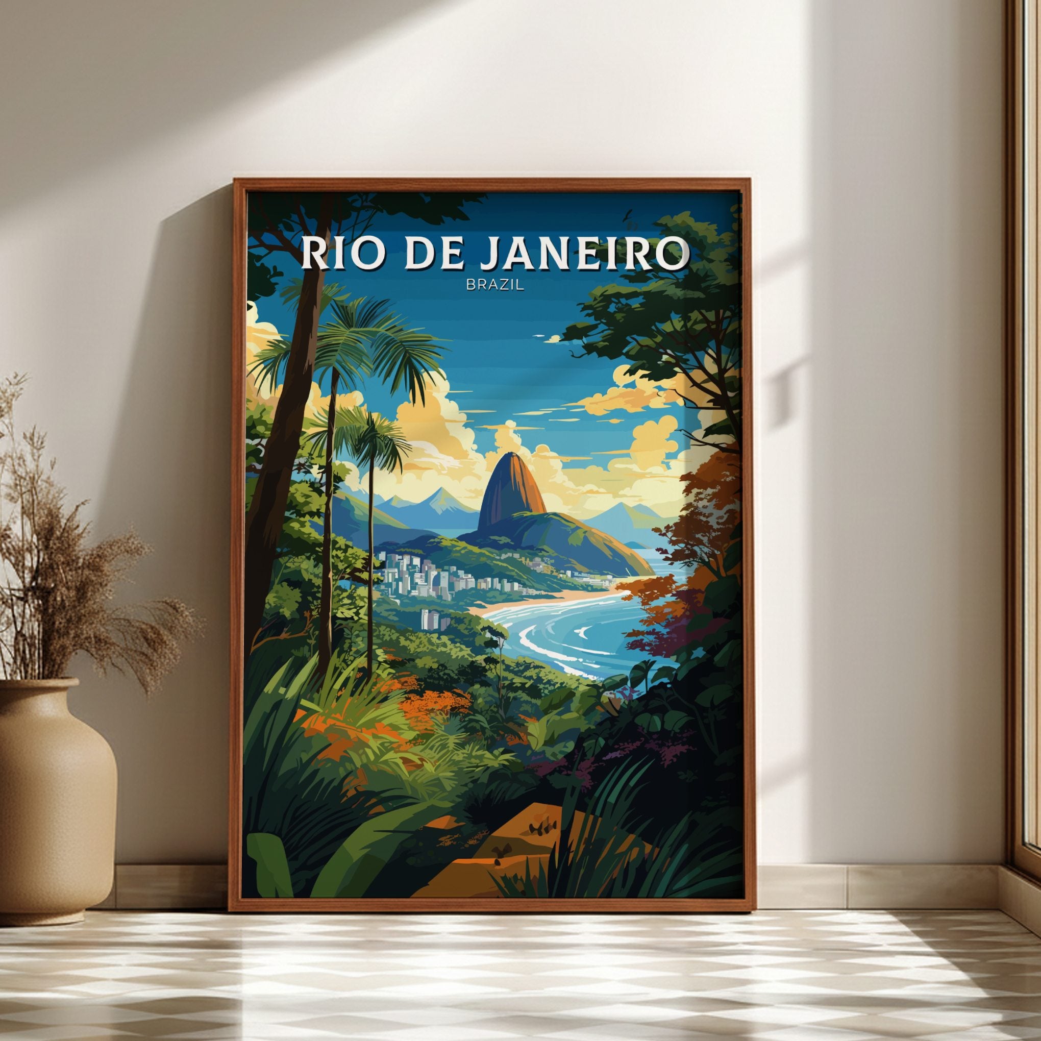 South America RIO DE JANEIRO VINTAGE POSTER - BRAZIL TRAVEL ART