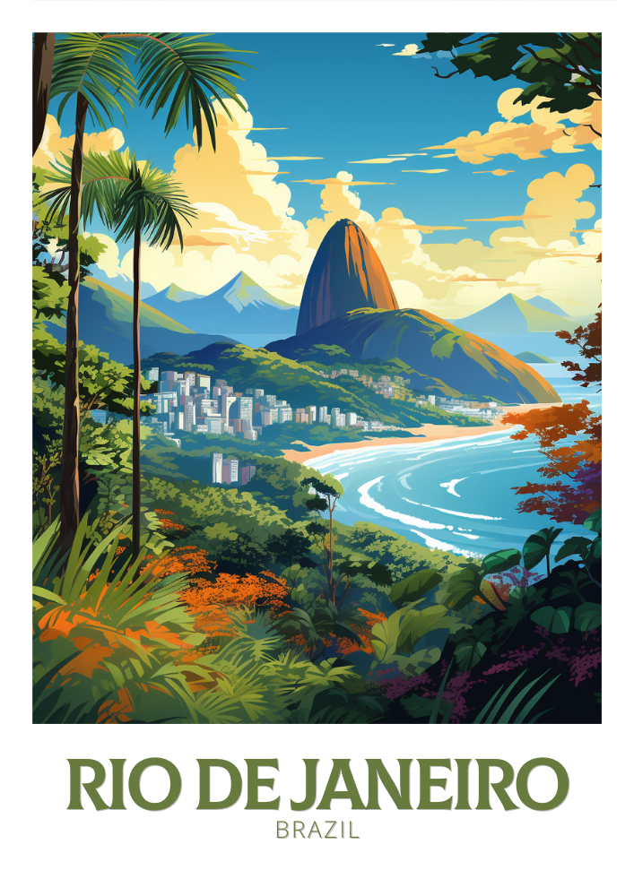 South America RIO DE JANEIRO PRINT - VINTAGE ARTWORK
