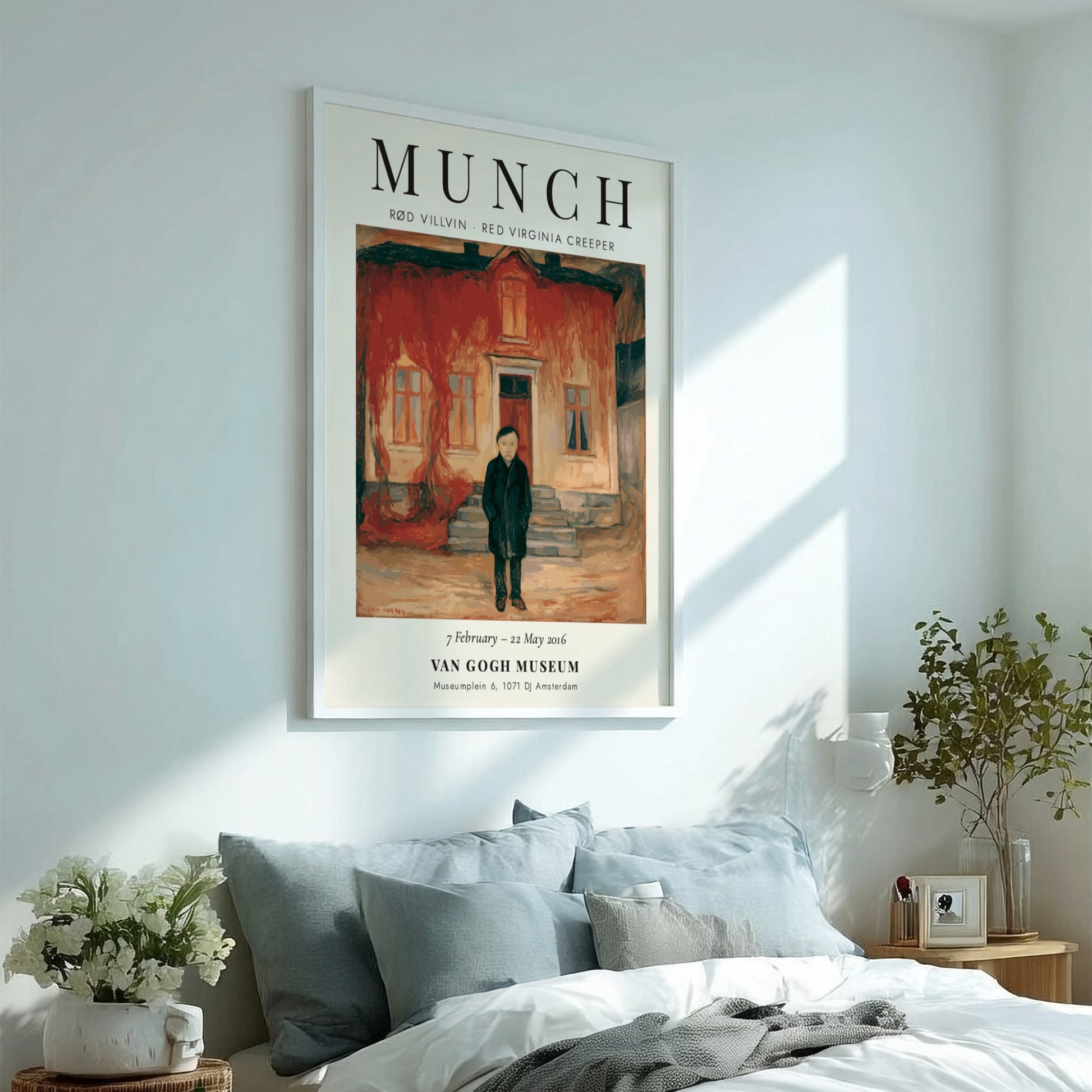 Rød Villvin poster featuring Edvard Munch's art with rich reds and earthy tones