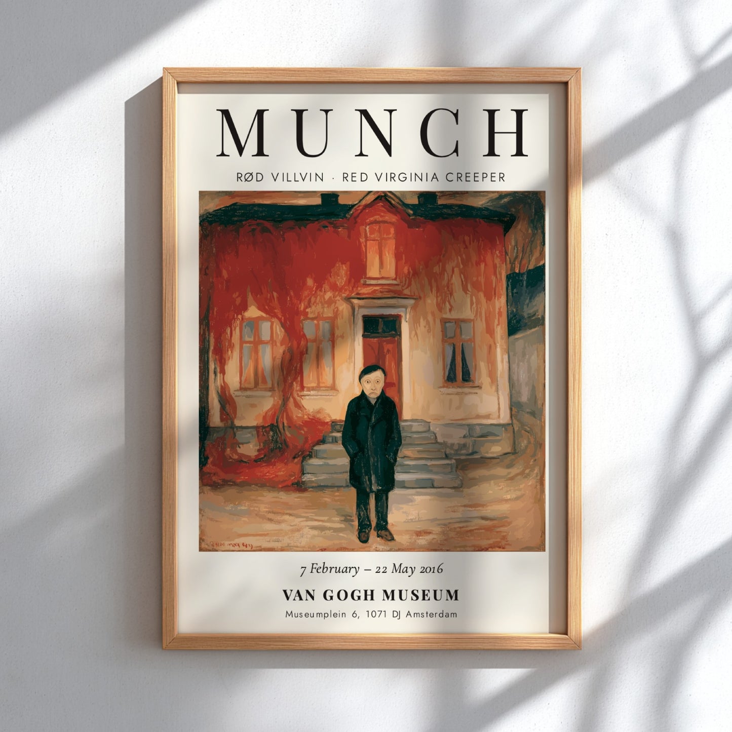 Rød Villvin poster featuring Edvard Munch's art with rich reds and earthy tones