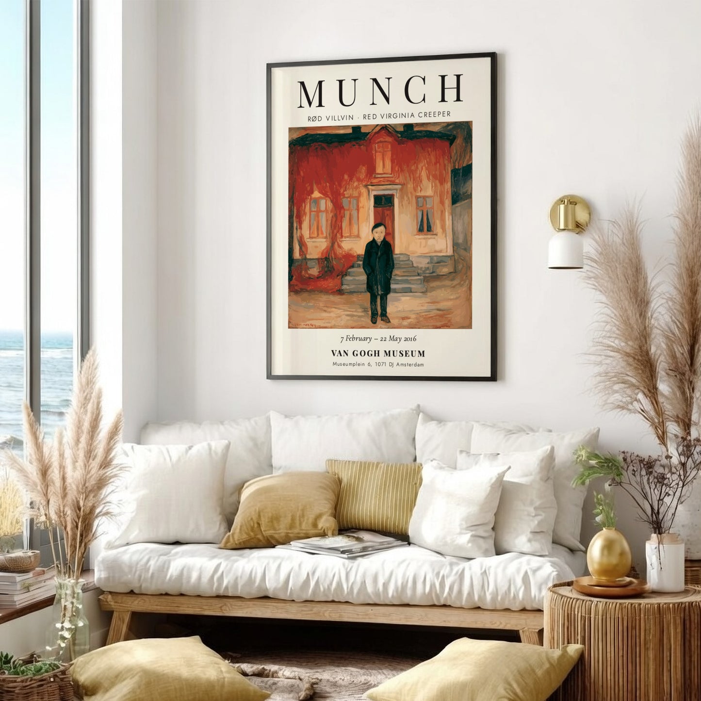 Rød Villvin poster featuring Edvard Munch's art with rich reds and earthy tones