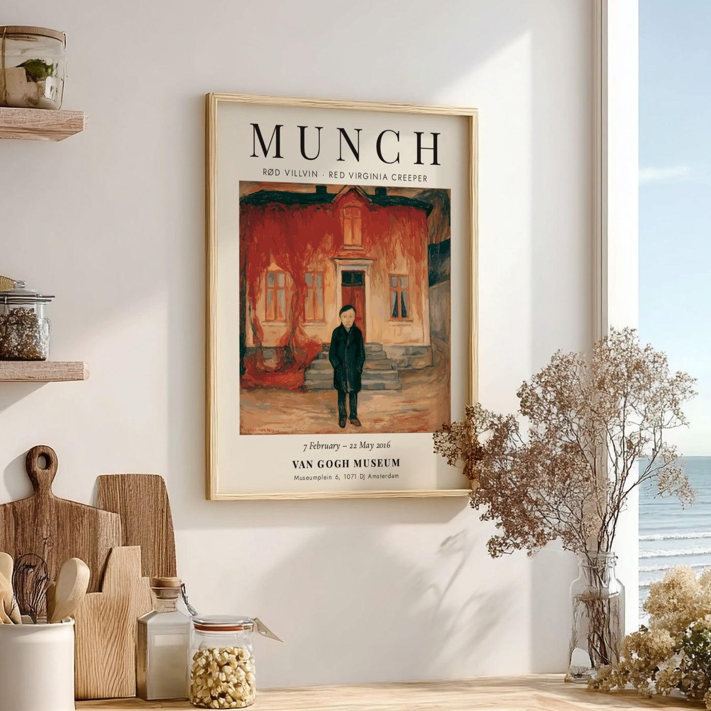 Rød Villvin poster featuring Edvard Munch's art with rich reds and earthy tones