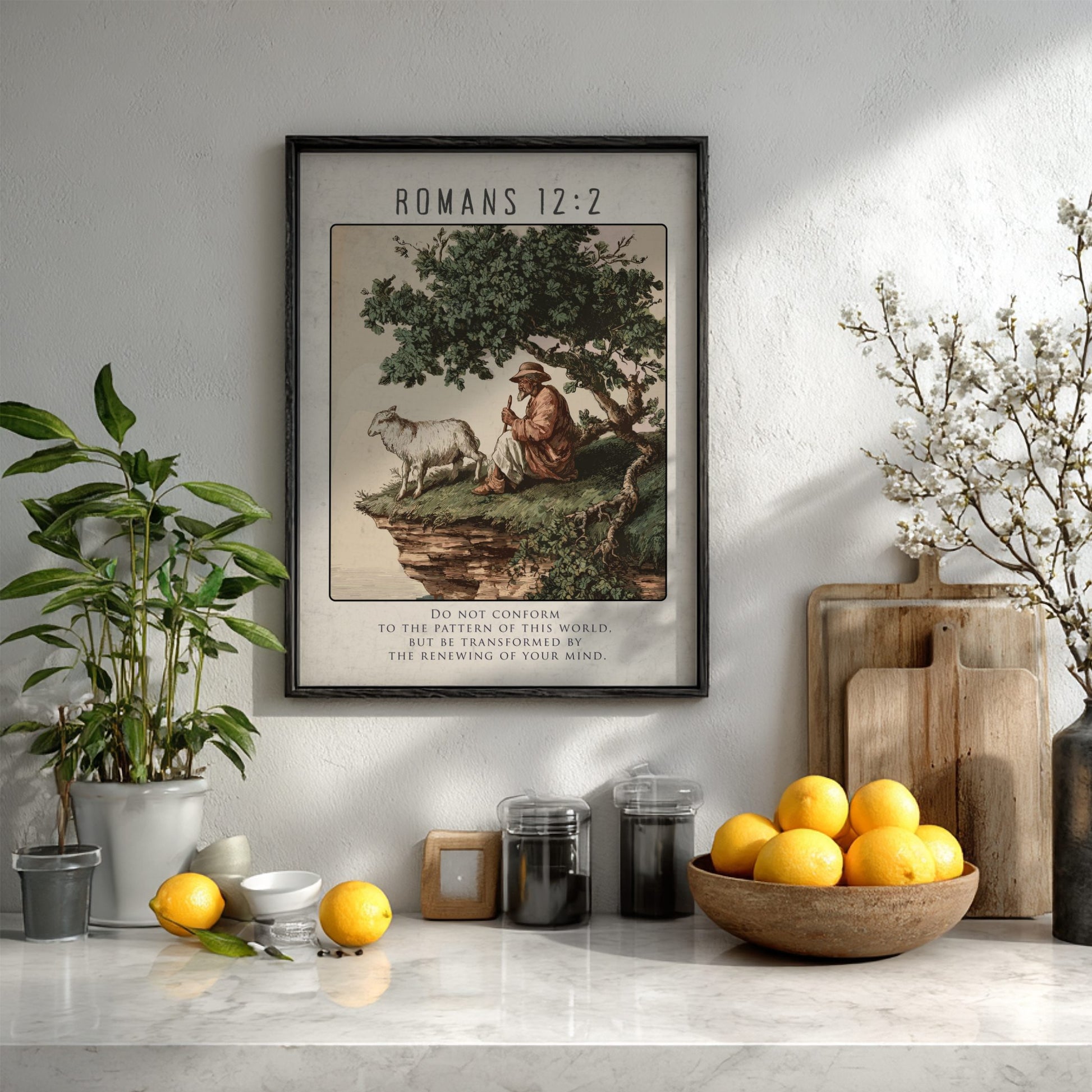 Romans 12:2 Scripture Art - "The Renewal of the Mind" Wall Print