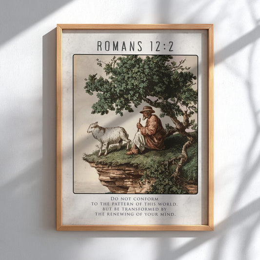 Romans 12:2 Scripture Art - "The Renewal of the Mind" Wall Print