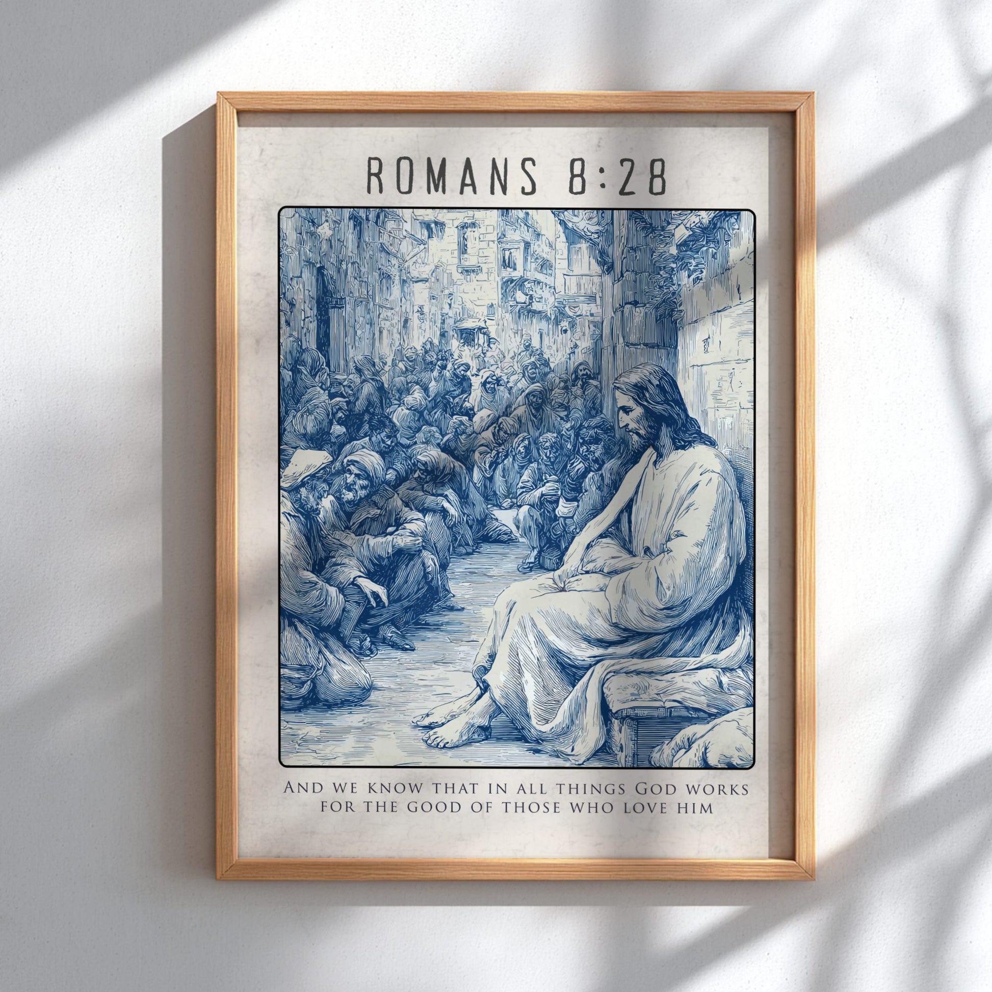 Romans 8:28 Scripture Art - "All Things for Good" Wall Print