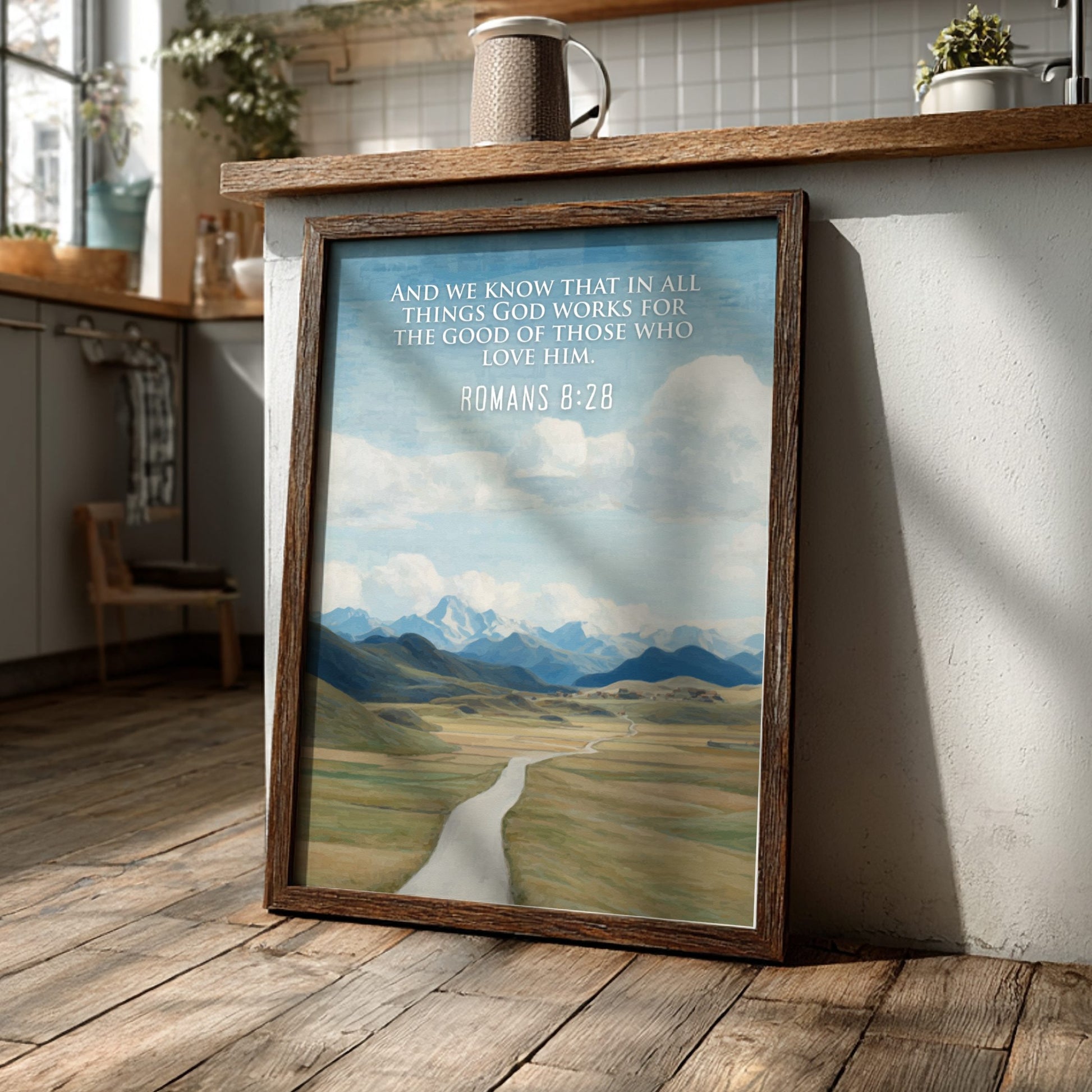Romans 8:28 Scripture Art - "The Work for Good" Wall Print