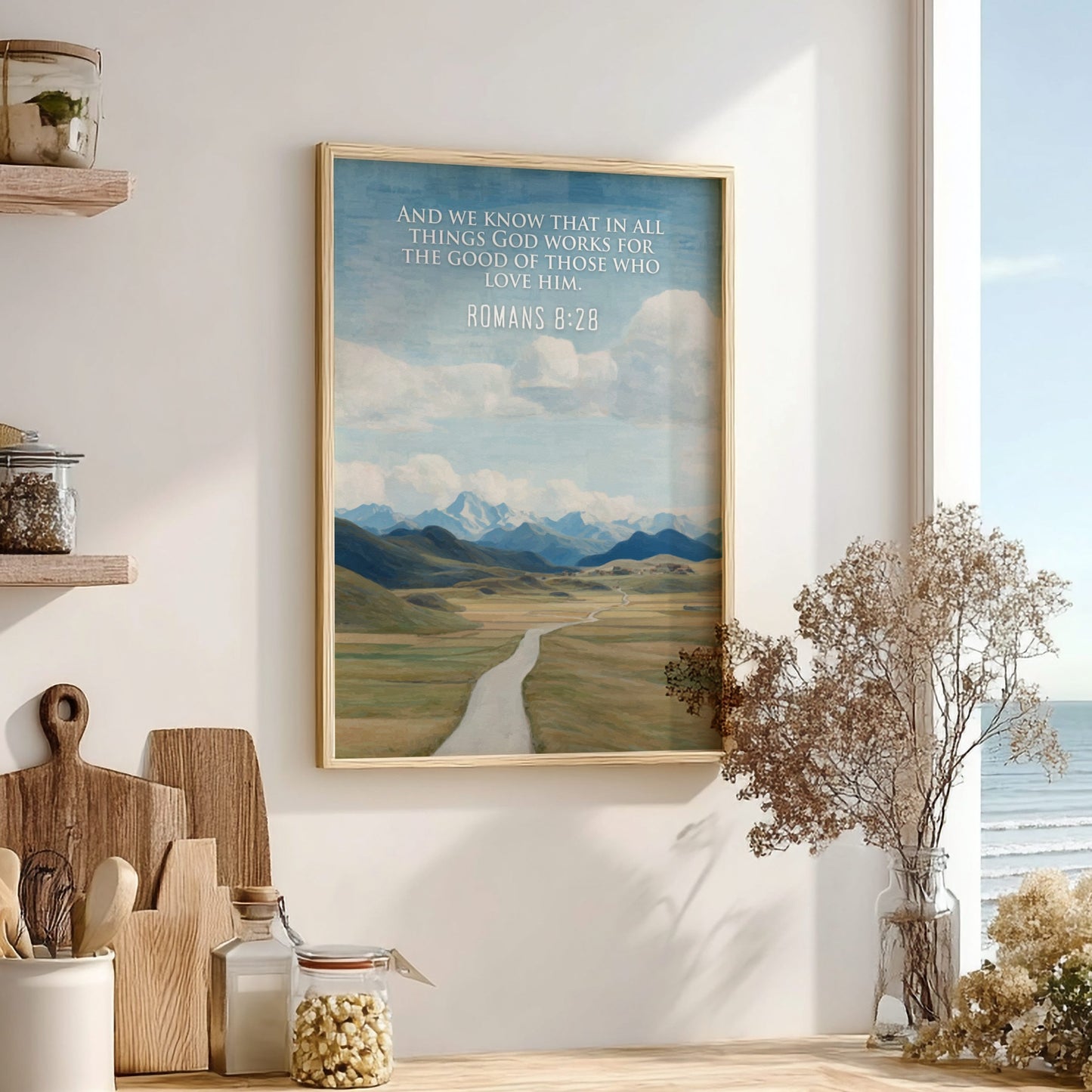 Romans 8:28 Scripture Art - "The Work for Good" Wall Print