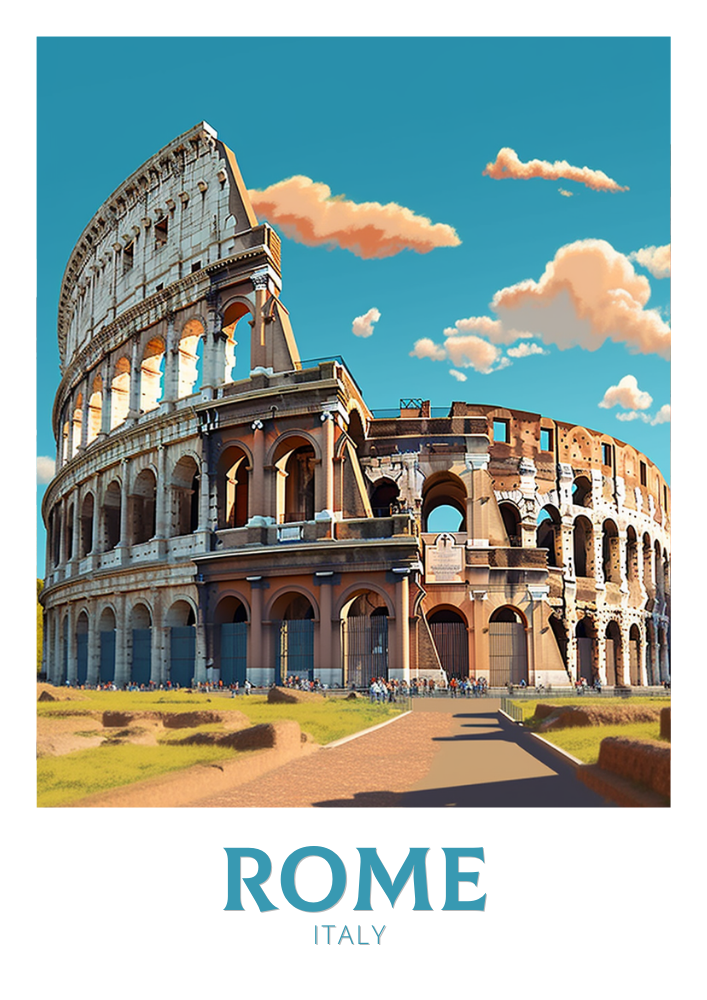 Europe ROME COLOSSEUM TRAVEL POSTER - ITALY ARTWORK