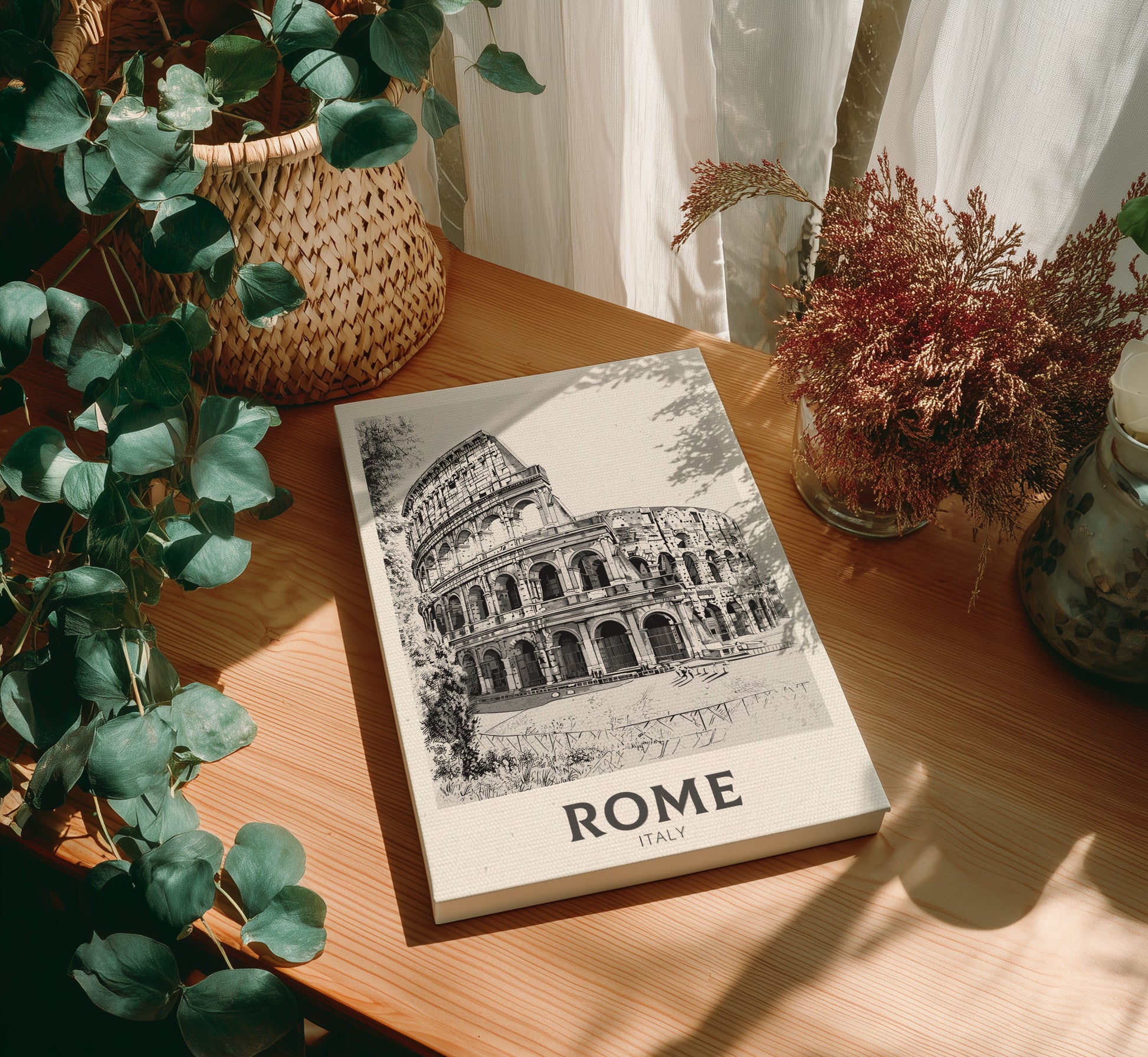 Rome black and white travel canvas