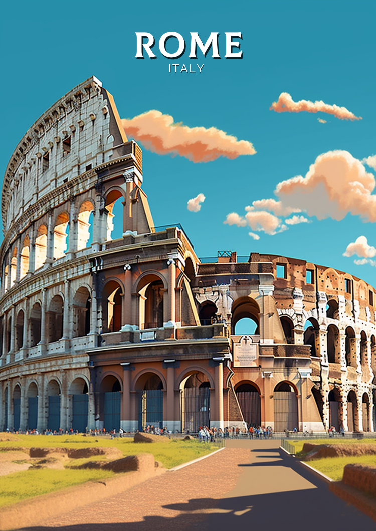 Europe ROME COLOSSEUM TRAVEL PRINT - ITALY ARTWORK