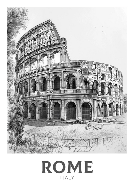 Affiche de Rome en noir et blanc